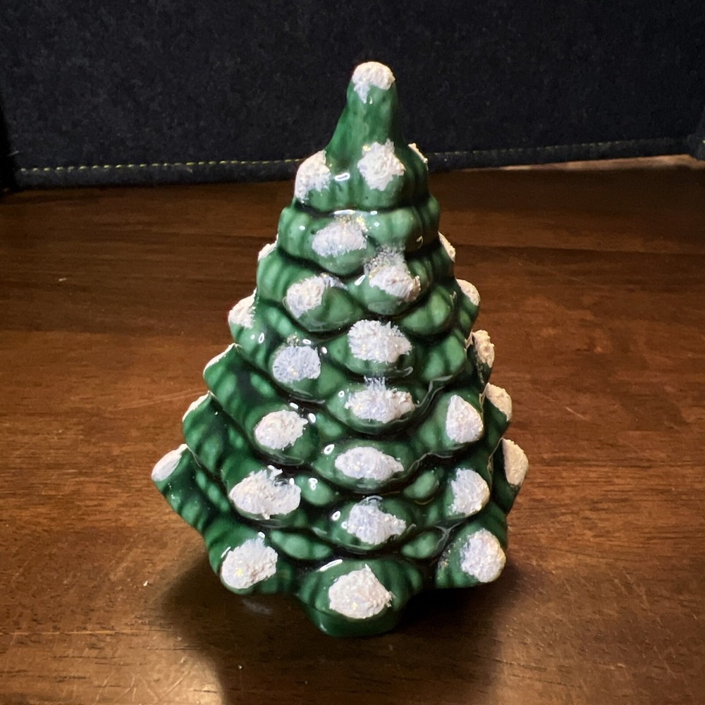 Mini‎ ceramic green snow Tree Village accessory xmas